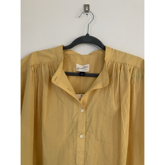 NWT Universal Thread Yellow Cotton Henley Popover Short Sleeve Blouse Size Large - Picture 4 of 11